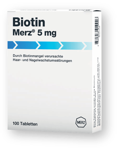 Biotin Merz<sup>®</sup> 5 mg Packshot mit Schatten deutsch